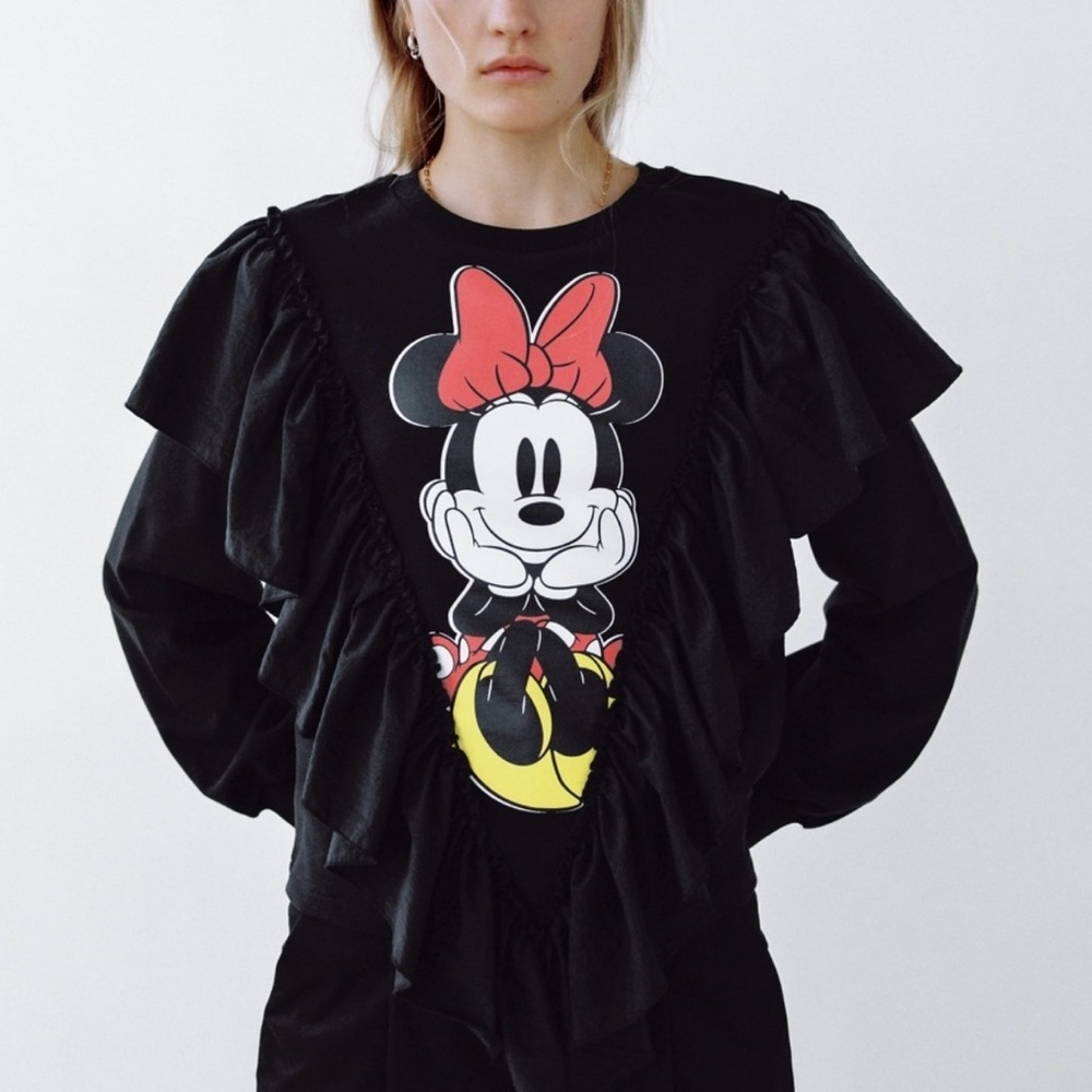 Black Minnie Mouse Ruffle Sweatshirt